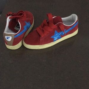 Bape red with blue star sneakers